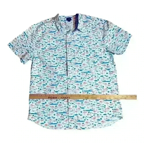 J. CREW Short-sleeve slim flamingo-print flex casual shirt size L Slim Fit - Picture 3 of 8